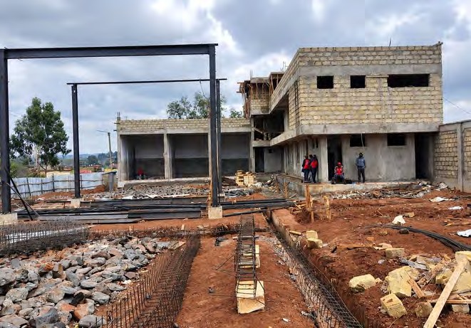 Excavation, foundations and blockwork at a station construction site